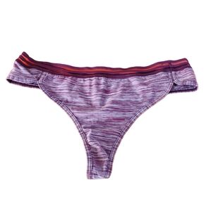 NWOT VICTORIA'S SECRET Thong Panty Size Medium Red Marble Striped Mesh Waist VS